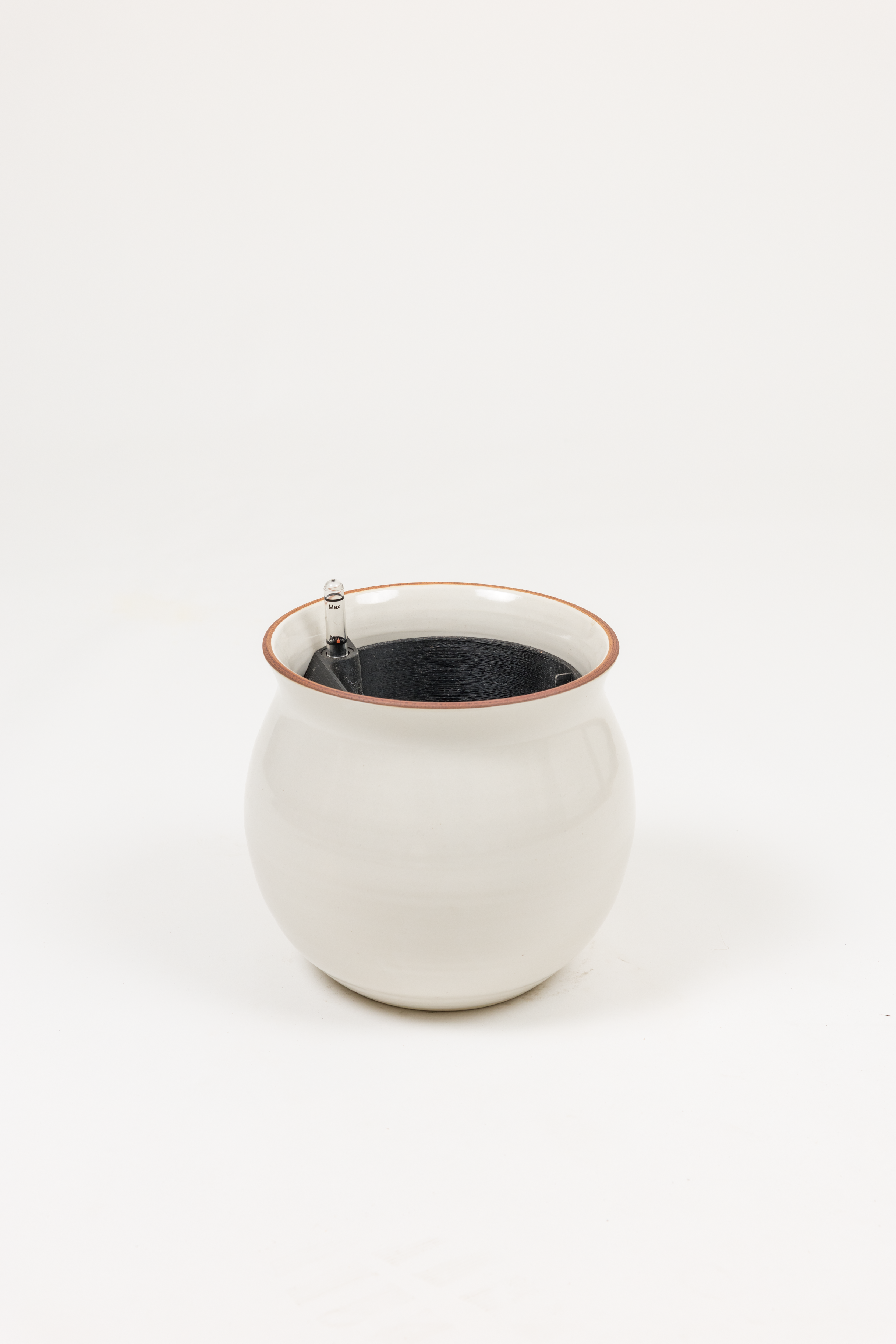 Self-watering Planter Leucadia White Red Rim