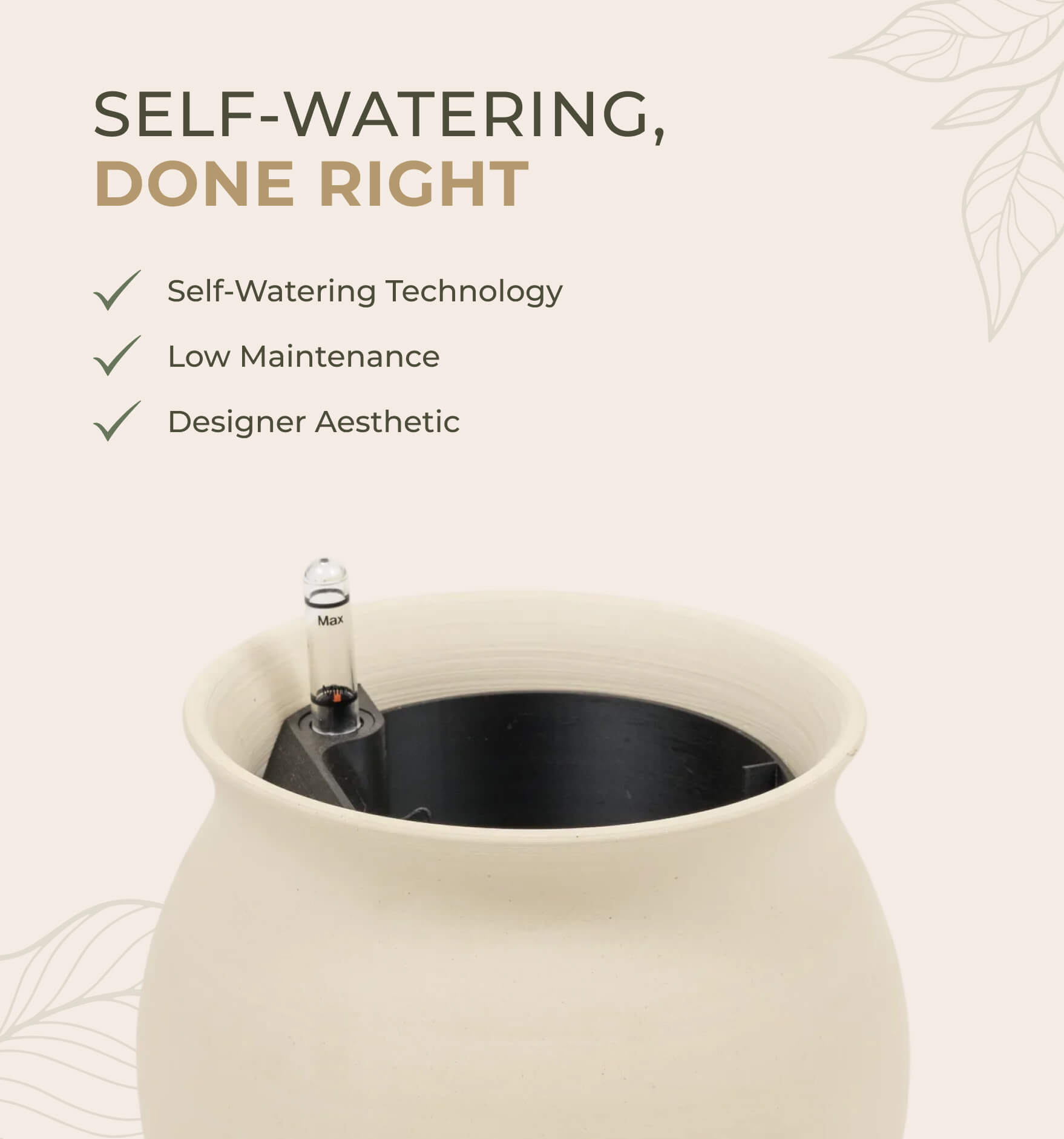 self-watering planter ceramic Self-watering Planter Leucadia Natural Clay – Plantwell