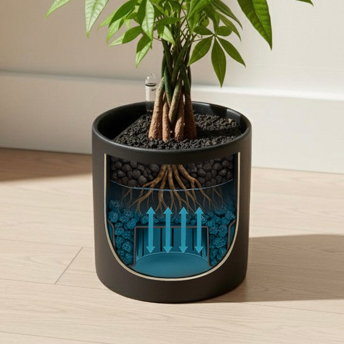 Self-watering Planter Leucadia Dipped Black